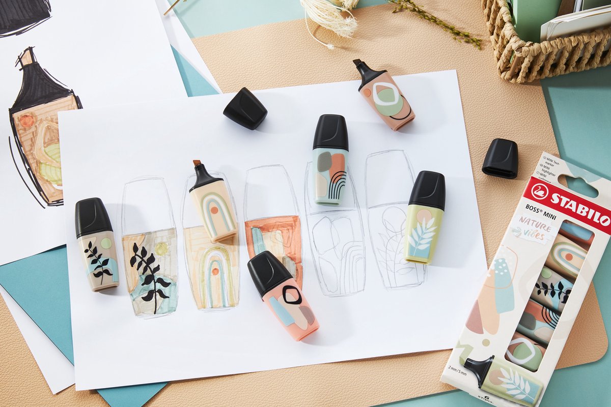 STABILO BOSS MINI NATUREvibes Textmarker — Etui mit 6 Farben