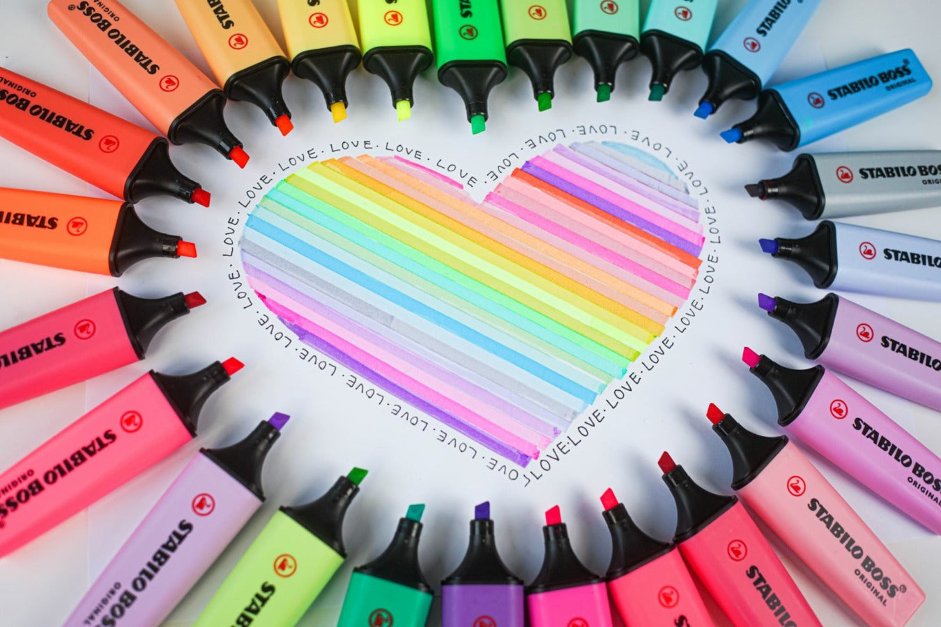 STABILO BOSS ORIGINAL Textmarker Pastell Schreibtischset – 15 Stück