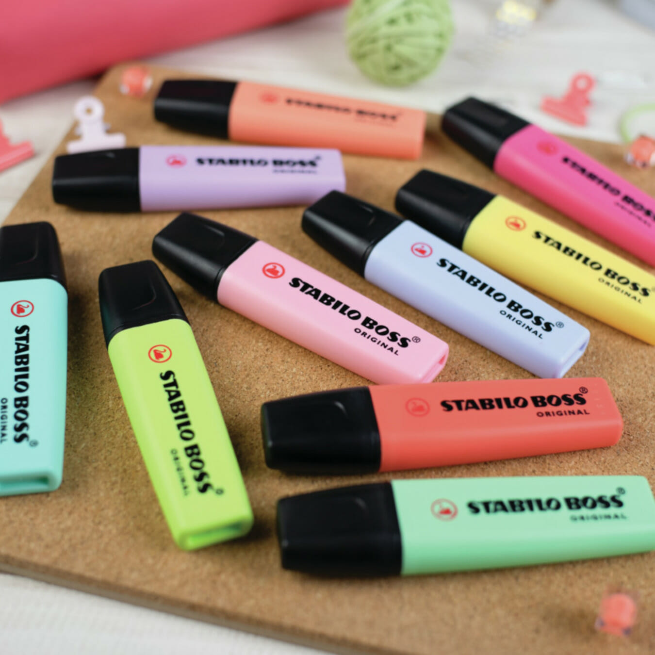 STABILO BOSS ORIGINAL Textmarker Pastell Schreibtischset – 15 Stück