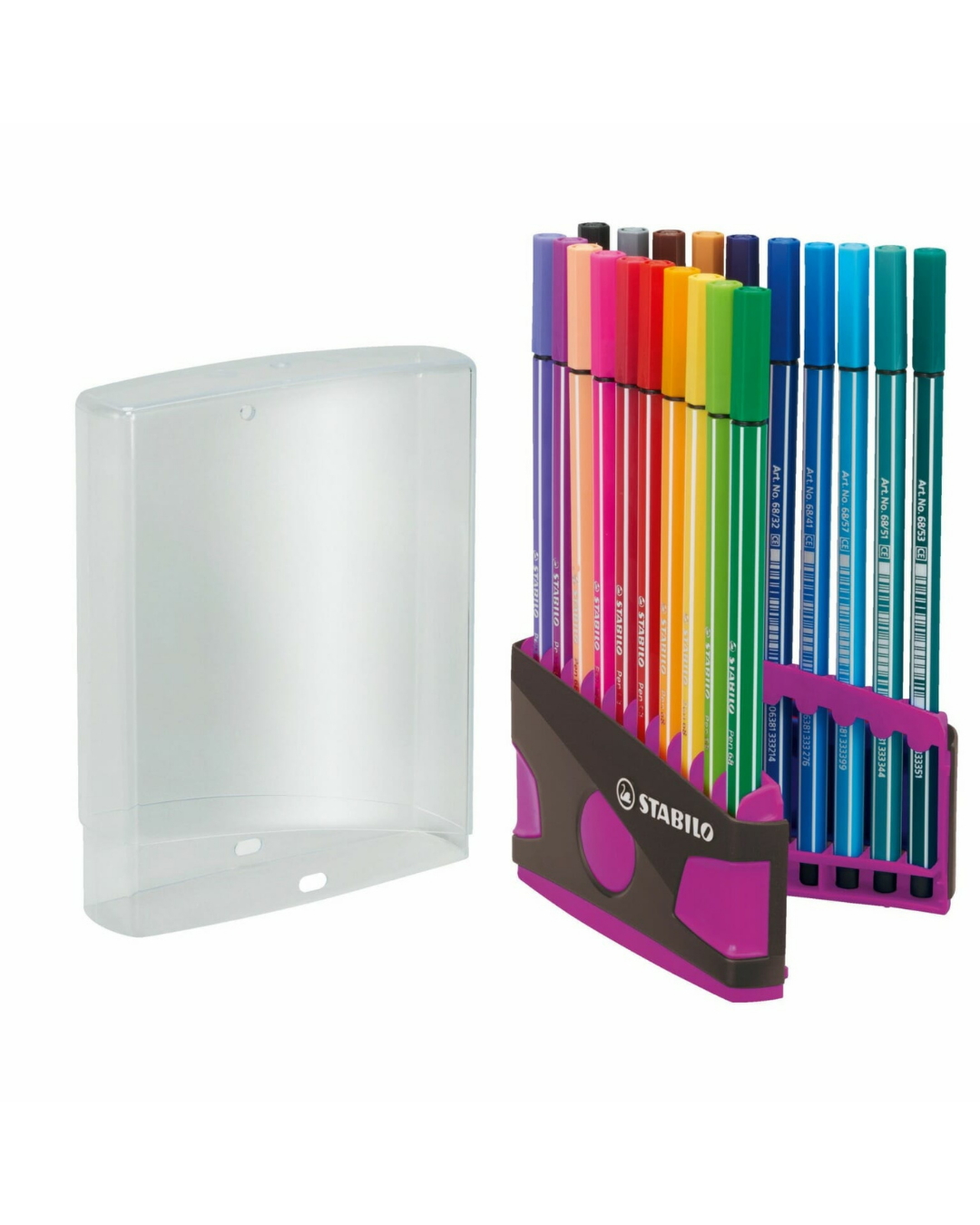 STABILO Pen 68 ColorParade Deskset open – alle 20 kleuren zichtbaar
